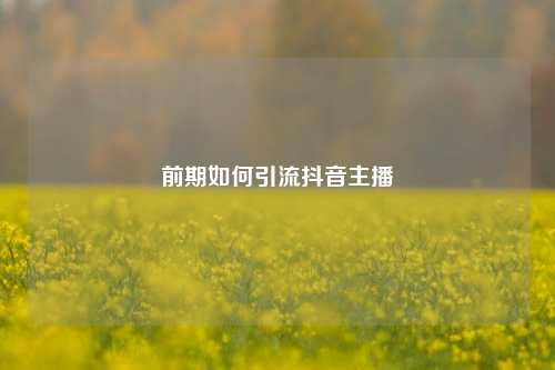 前期如何引流抖音主播