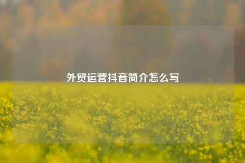 外贸运营抖音简介怎么写